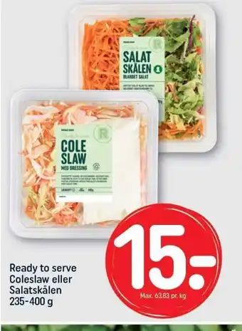 REMA 1000 Ready To Serve Coleslaw eller Salatskålen 235-400g tilbud