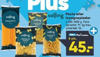 Bilka Pasta eller Lasagneplader tilbud