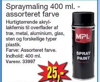 Harald Nyborg Spraymaling 400 ml. assorteret farve tilbud
