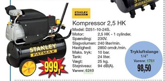 Harald Nyborg Stanley fatmax kompressor 2,5 hk tilbud