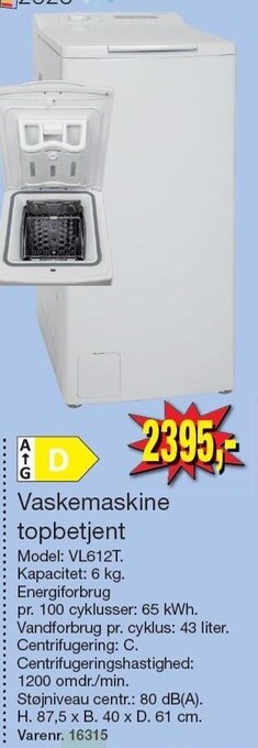 Harald Nyborg Vaskemaskine topbetjent tilbud