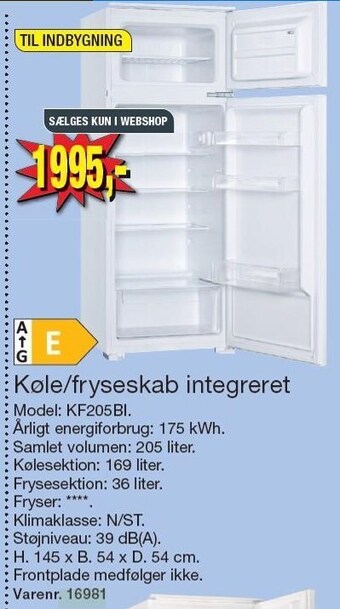 Harald Nyborg Køle/fryseskab integreret tilbud