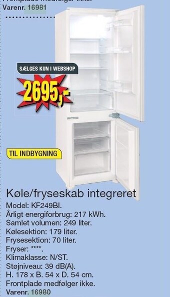 Harald Nyborg Køle/fryseskab integreret tilbud
