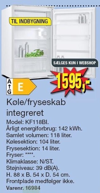 Harald Nyborg Køle/fryseskab integreret tilbud