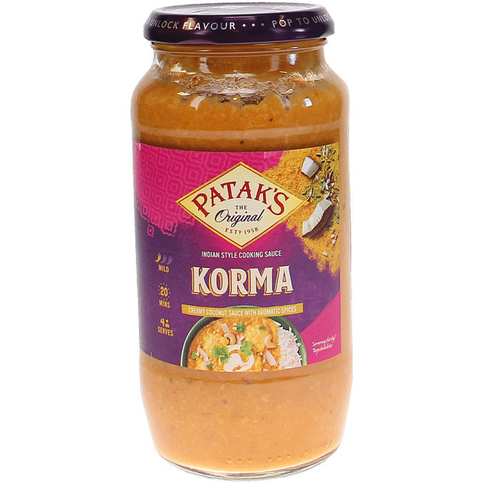 Patak's korma curry sauce tilbud hos Motatos