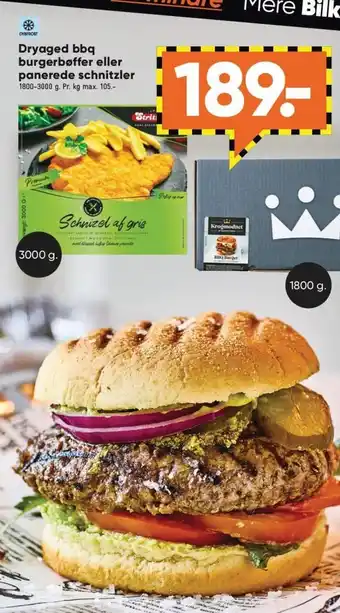 Bilka Dryaged Bbq Burgerbøffer eller Panerede Schnitzler tilbud