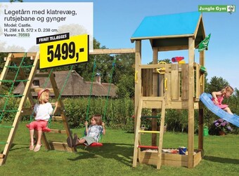 Harald Nyborg Jungle gym legetårn med klatrevæg, rutsjebane og gynger tilbud