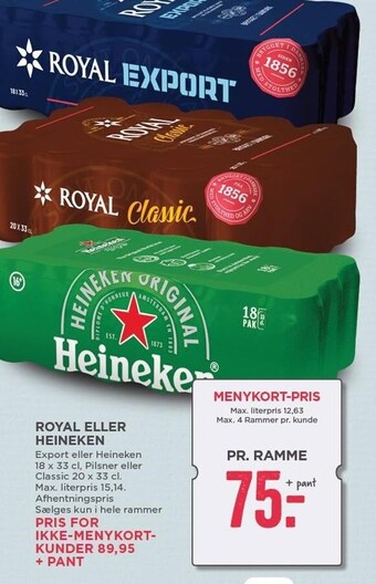 MENY Royal eller heineken tilbud