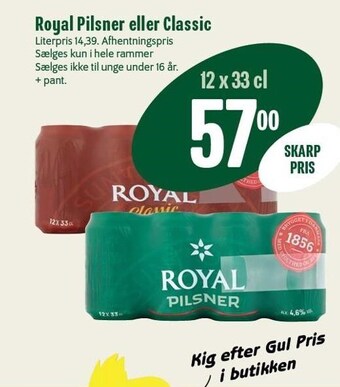 Min Købmand Royal pilsner eller classic tilbud