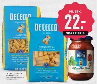 MENY De cecco pasta eller sauce tilbud