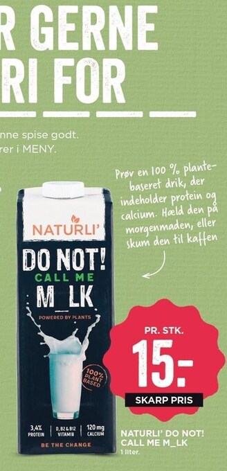 MENY Naturli´do not! call me m_lk tilbud