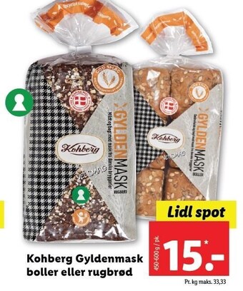 Lidl Kohberg gyldenmask boller eller rugbrød tilbud