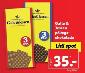 Lidl Galle & jessen pålægschokolade tilbud