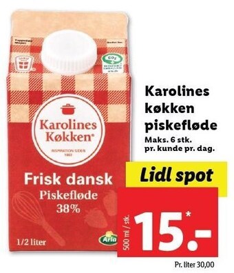 Lidl Karolines køkken piskefløde tilbud