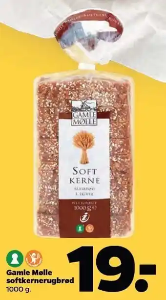 Netto Gamle mølle softkernerugbrød tilbud