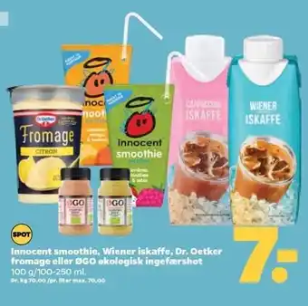 Netto Innocent smoothie, wiener iskaffe, dr. oetker fromage eller øgo økologisk ingefærshot tilbud