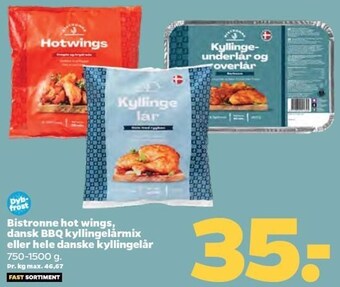Netto Bistronne hot wings, dansk bbq kyllingelårmix eller hele danske kyllingelår tilbud
