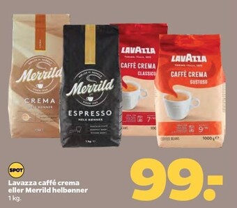 Netto Lavazza caffé crema eller merrild helbønner tilbud