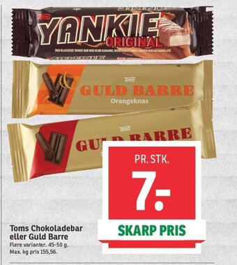SPAR Toms chokoladebar eller Guld Barre tilbud