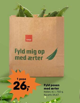 Kvickly Fyld posen med ærter tilbud