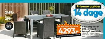 Bilka Saint tropez sæt 205 cm med 6 koksgrå iowa stole tilbud