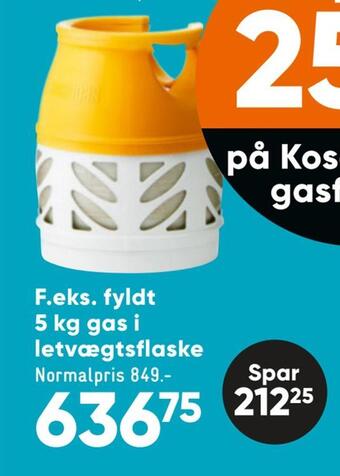 Bilka Fyldt 5 kg gas i letvægtsflaske tilbud