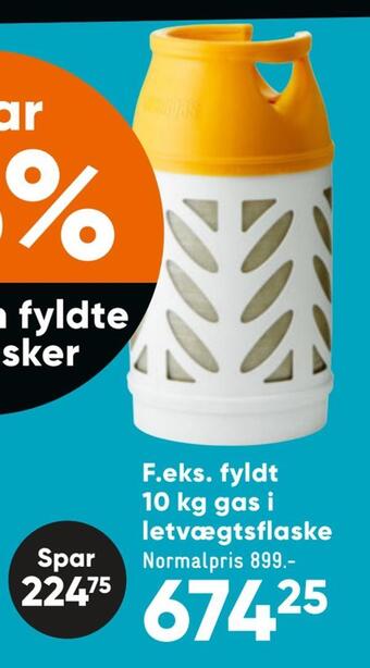 Bilka Fyldt 10 kg gas i letvægtsflaske tilbud