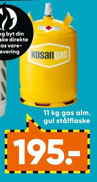 Bilka 11 kg gas alm. gul stålflaske tilbud