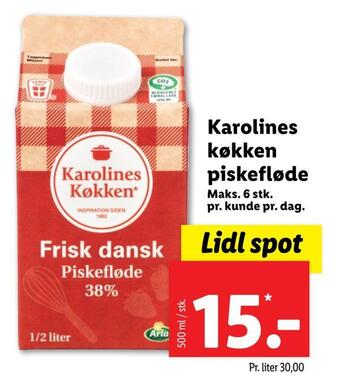 Lidl Karolines køkken piskefløde tilbud