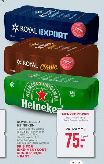 MENY Royal eller heineken tilbud