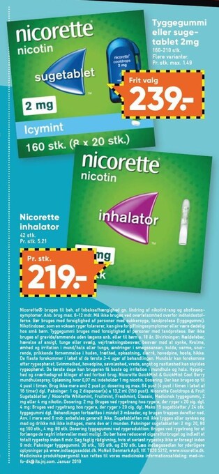 Bilka Tyggegummi eller sugetablet, nicorette inhalator tilbud