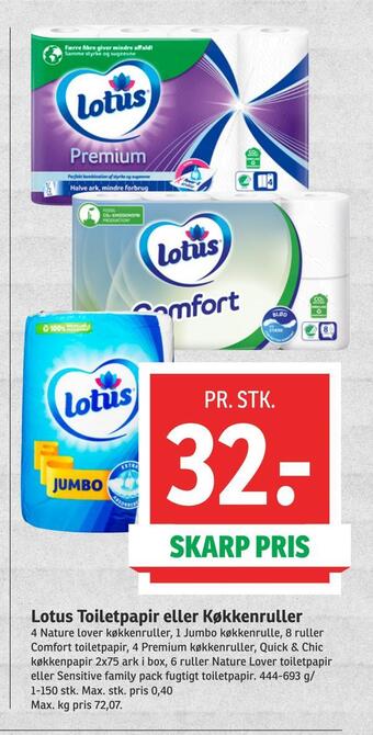 SPAR Lotus toiletpapir eller køkkenruller tilbud