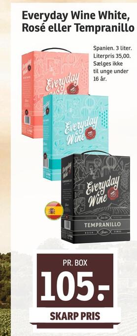 SPAR Everyday wine white, rosé eller tempranillo tilbud