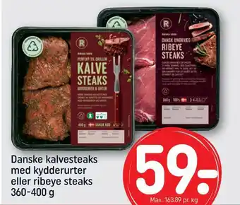 REMA 1000 Danske kalvesteaks med kydderurter eller ribeye steaks tilbud