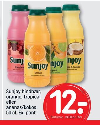 REMA 1000 Sunjoy hindbær, orange, tropical eller ananas/kokos tilbud
