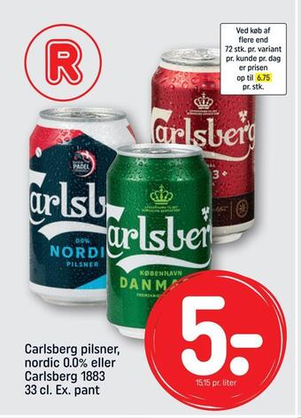REMA 1000 Carlsberg pilsner, nordic 0,0% eller carlsberg 1883 tilbud