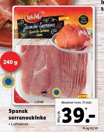 Lidl Spansk serranoskinke tilbud