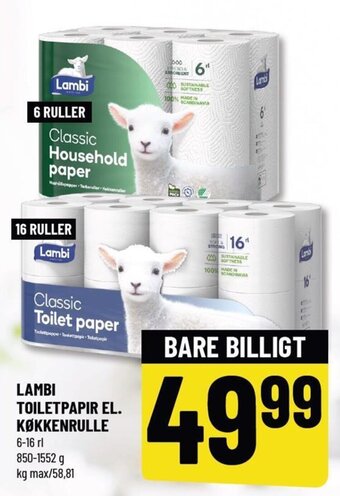 Løvbjerg Lambi Toiletpapir El. Køkkenrulle tilbud