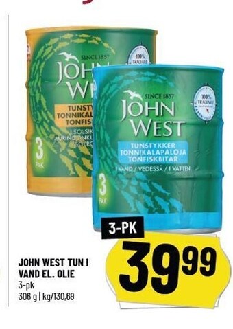 John west tun i vand el. olie 3-pk
