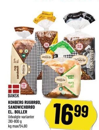 Løvbjerg Kohberg Rugbrød, Sandwichbrød El. Boller tilbud