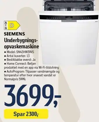 Føtex Siemens underbygningsopvaskemaskine tilbud