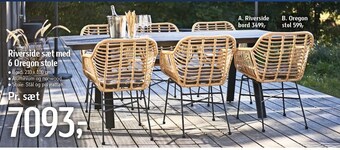 Føtex Riverside sæt m. 6 sorte oregon stole tilbud