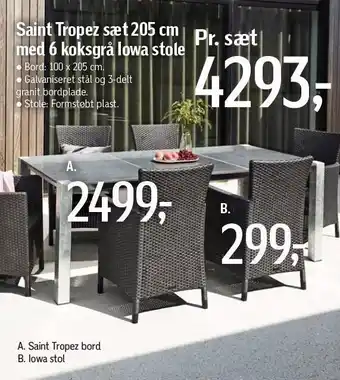 Føtex Saint tropez sæt m. 6 koksgrå iowa stole tilbud