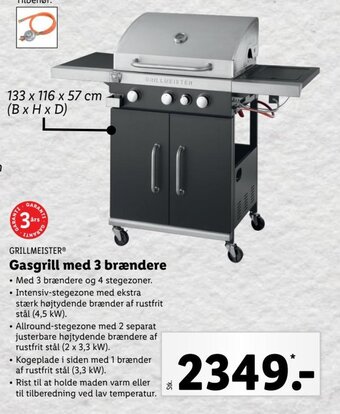 Lidl Grillmeister Gasgrill Med 3 Brændere tilbud