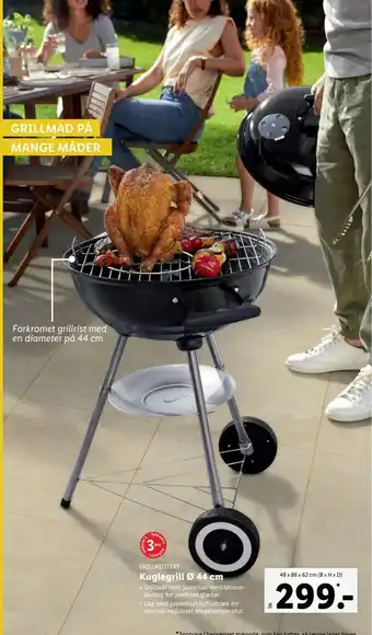 Lidl Grillmeister Kuglegrill Ø 44 cm tilbud