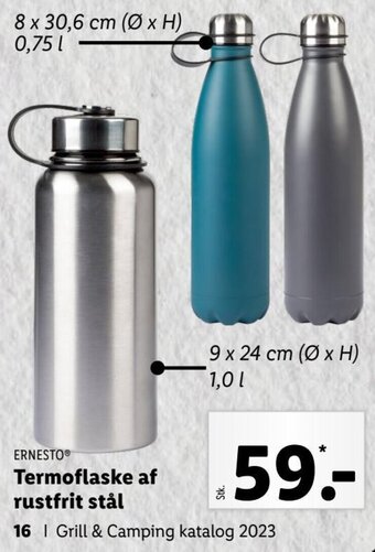 Lidl Ernesto Termoflaske Af Rustfrit Stål tilbud