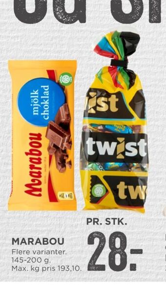 MENY Marabou chokoladeplade mjölk choklad tilbud