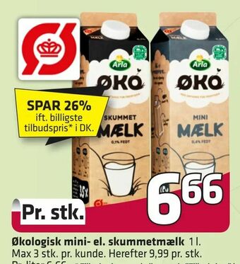 Fleggaard Økologisk mini- el. skummetmælk tilbud