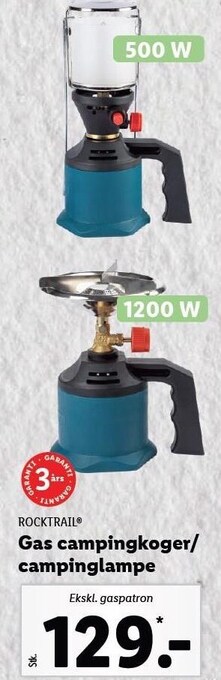 Lidl Rocktrail gas campingkoger/campinglampe tilbud