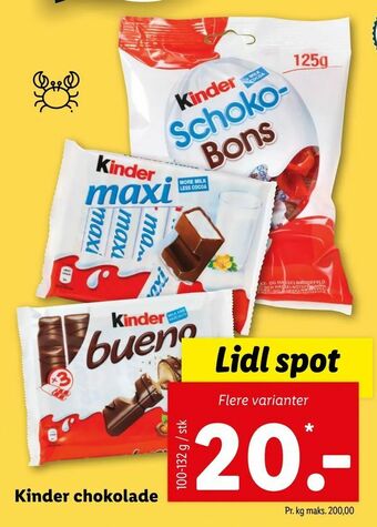 Let-Køb Kinder chokolade tilbud